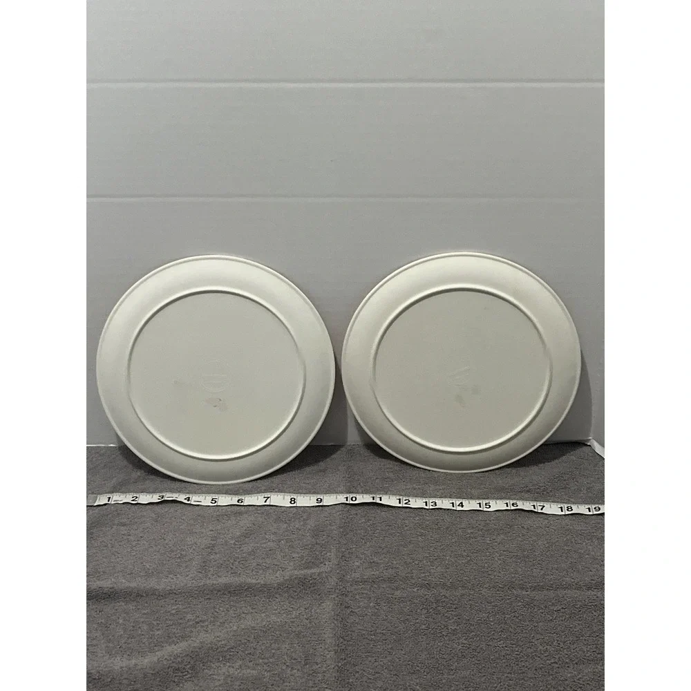 Set of 2 Christmas Melamine Plates Santa Snowman Reindeer Retro Holiday 9 Inch